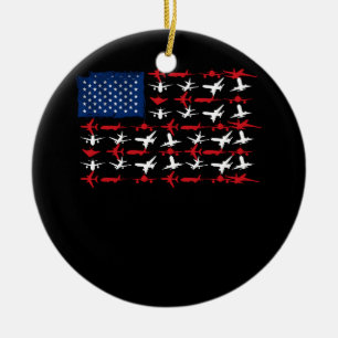 Pilot Aeroplane American Flag Plane Aviation Indep Ceramic Ornament