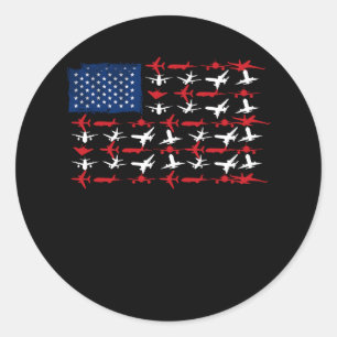 Pilot Aeroplane American Flag Plane Aviation Indep Classic Round Sticker