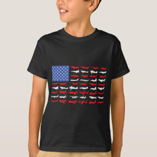 Pilot Aeroplane American Flag Plane Aviation T-Shirt