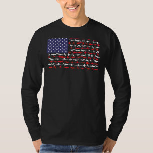 Pilot Aeroplane American Flag Plane Aviation T-Shirt