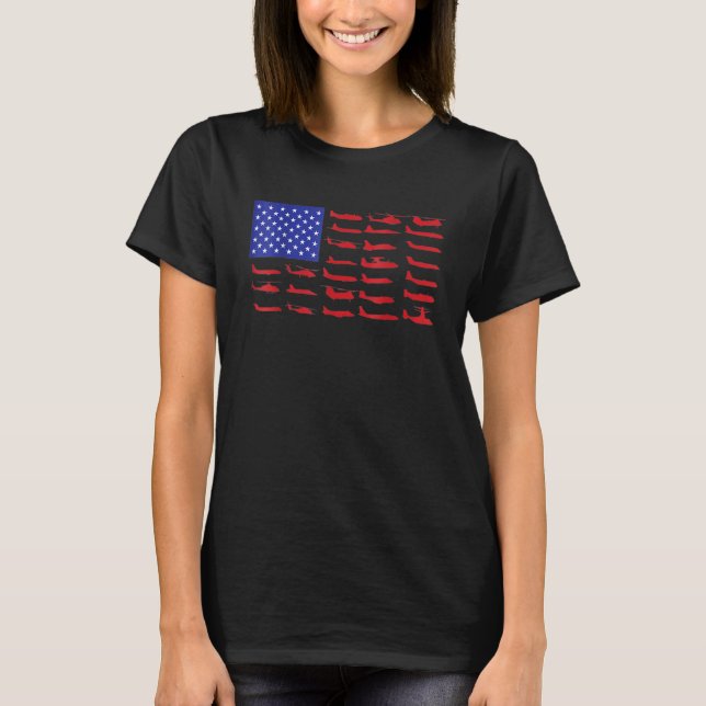 Pilot Aeroplane American Flag Plane T-Shirt (Front)