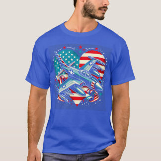 Pilot Aeroplane American Flag USA Womens Vintage S T-Shirt