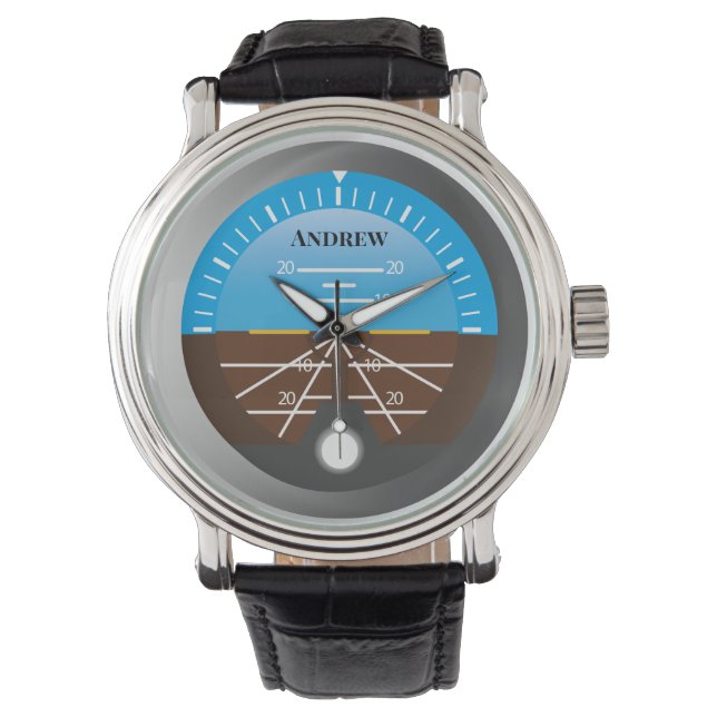 Pilot Aircraft Cockpit Attitude Indicator Watch (Front)