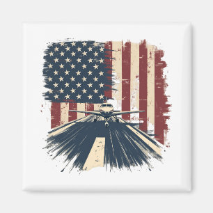 Pilot Airplane American Flag Plane Aviation Magnet