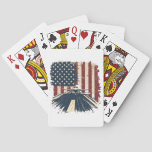 Pilot Airplane American Flag Plane Aviation Playing Cards