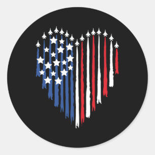 Pilot Airplane American Flag Plane Aviation Valent Classic Round Sticker