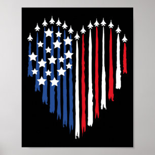 Pilot Airplane American Flag Plane Aviation Valent Poster
