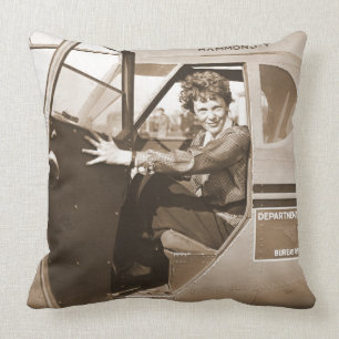 Pilot Amelia Earhart 1936 Cushion