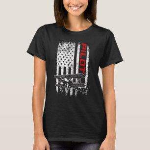 Pilot American Flag Aeroplane Aviation T-Shirt