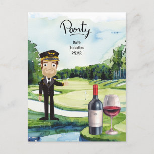 Pilot Aviation Industry Golfer at golf ball   Postcard