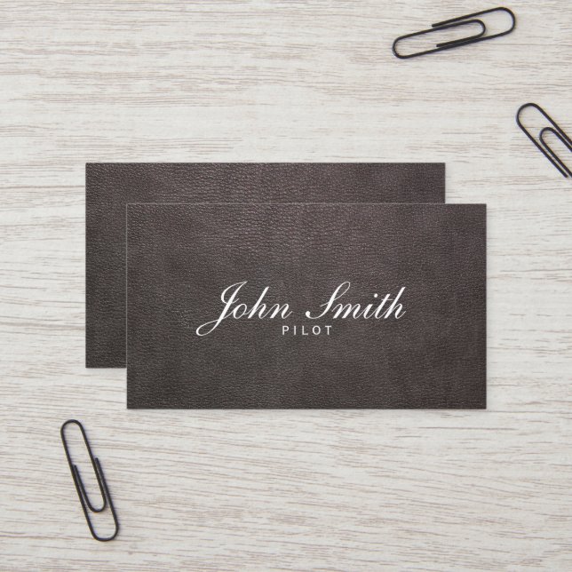 Pilot Aviator Classy Dark Leather Business Card (Front/Back In Situ)