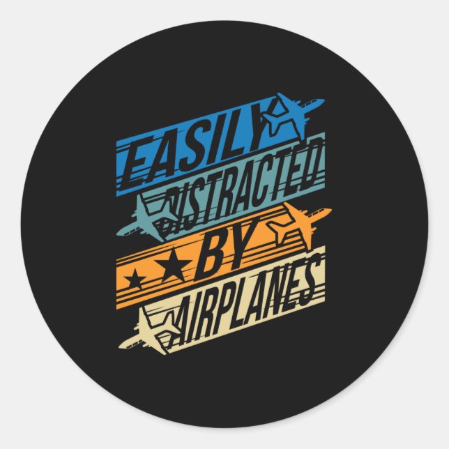 Pilot Aviator Funny - Distracted by Aeroplanes Classic Round Sticker (Front)