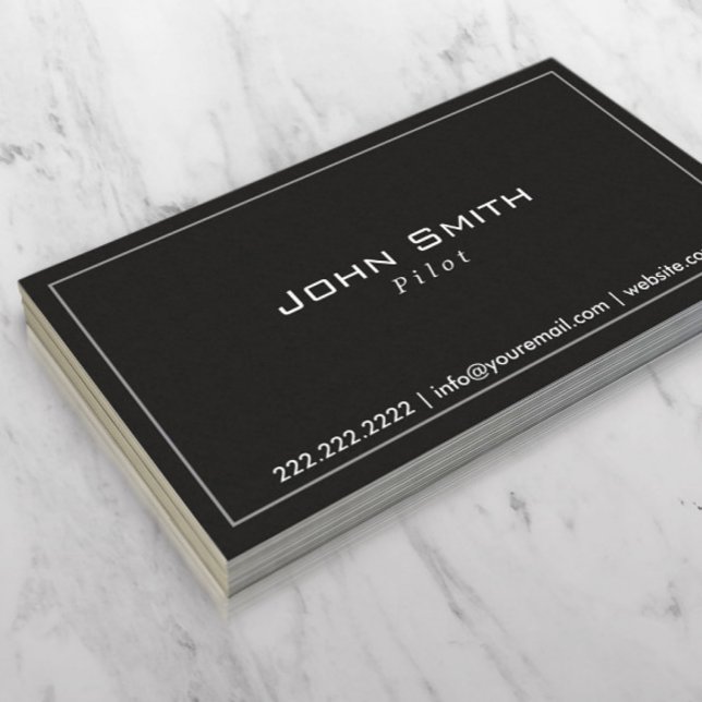 Pilot Aviator Plain Black Professional Business Card (Creator Uploaded)