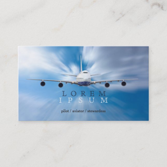 Pilot Aviator Stewardess Plane Sky Transport Business Card (Front)