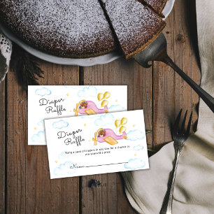 Pilot Bear Airplane Diaper Raffle Baby Shower Enclosure Card