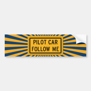 Pilot Car Follow Me Bumper Sticker