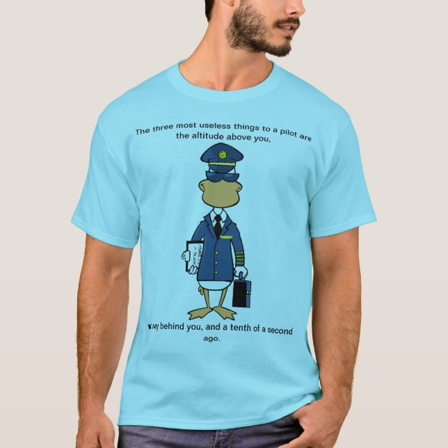 Pilot Cartoon Humor T-Shirt (Front)