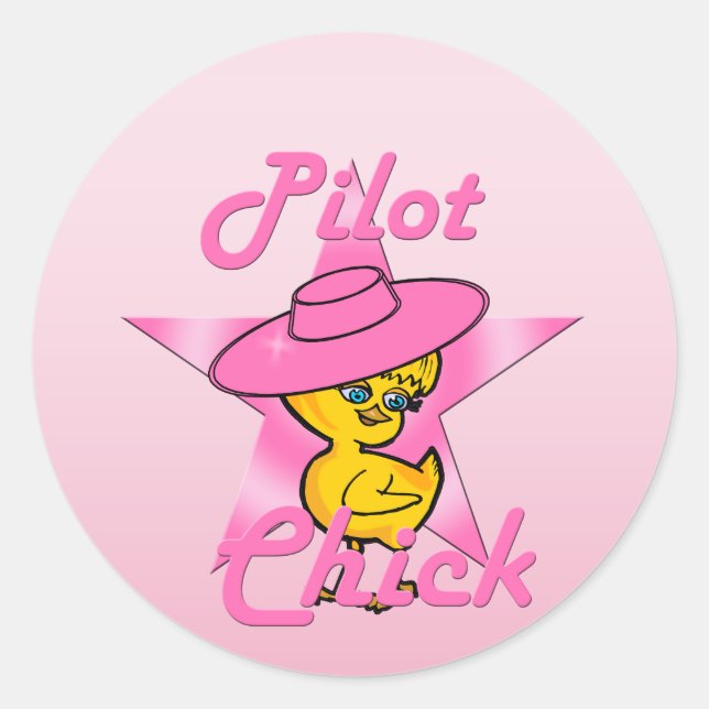 Pilot Chick #8 Classic Round Sticker (Front)