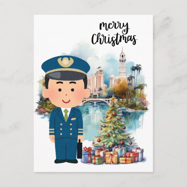 Pilot Christmas time in Florida Holiday Postcard (Front)