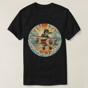Pilot Crocodile Biplane - Vintage Aviator Adventur T-Shirt