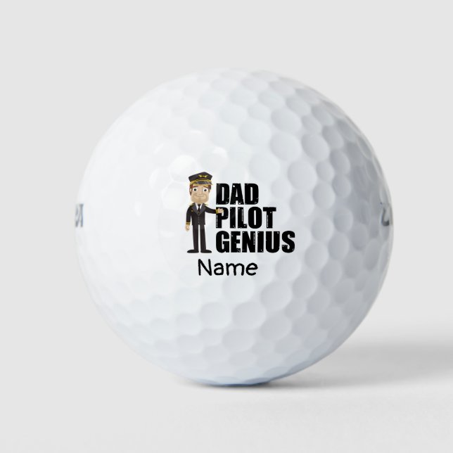 Pilot  Dad Genius with Uniform Pilot for Golfer  Golf Balls (Front)