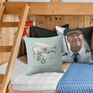 Pilot Dad Photo Hug This Until I Land Personalized Cushion