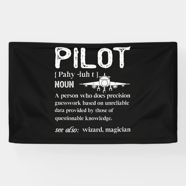 Pilot Definition Who Lover Aeroplane Banner (Horizontal)
