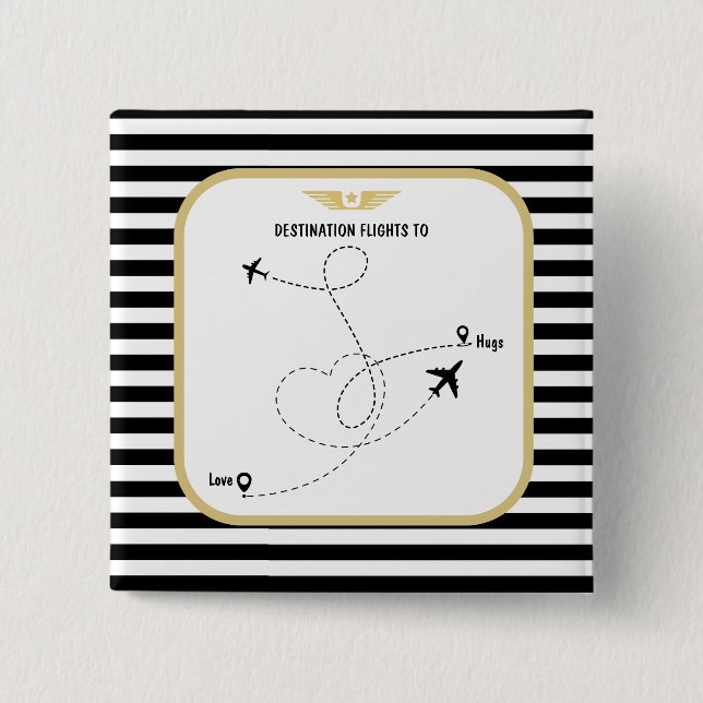 Pilot destination aviation 15 cm square badge (Front)