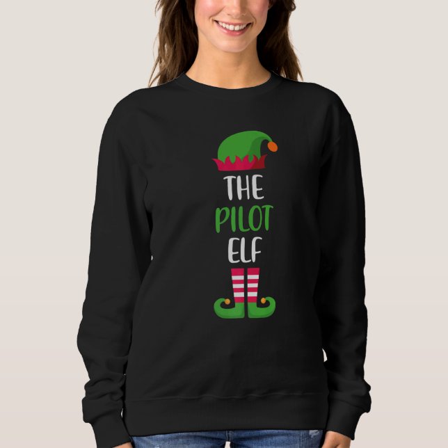 Pilot Elf Family Matching Group Christmas Pajama X Sweatshirt (Front)