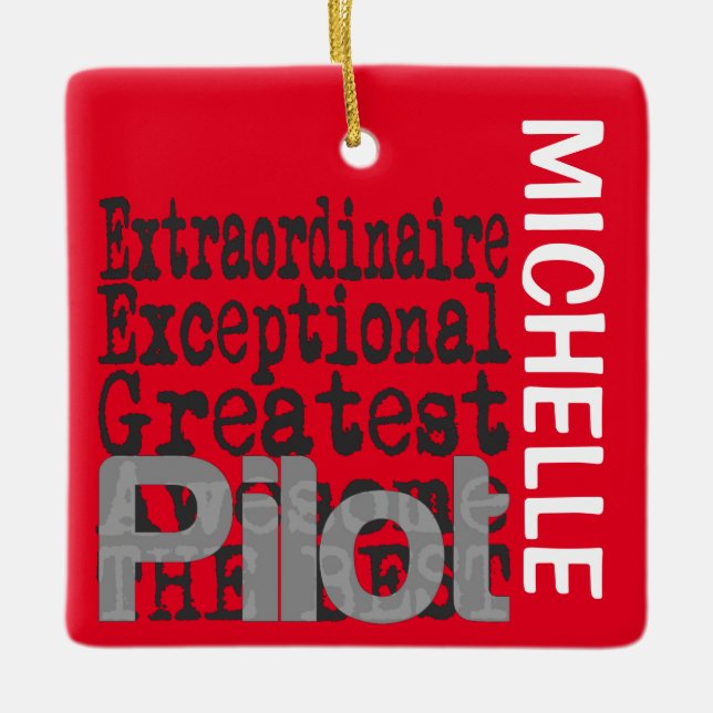 Pilot Extraordinaire CUSTOM Ceramic Ornament (Front)