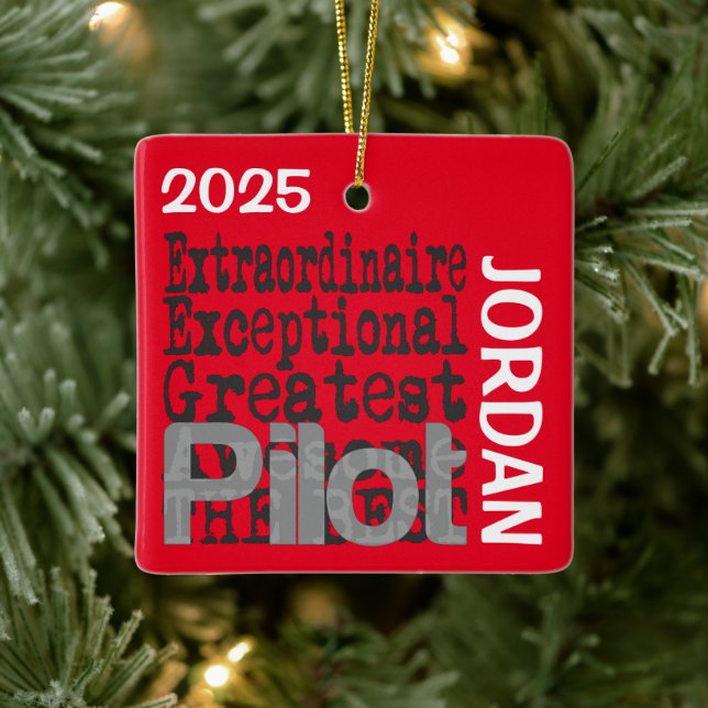 Pilot Extraordinaire CUSTOM Ceramic Ornament (Tree)