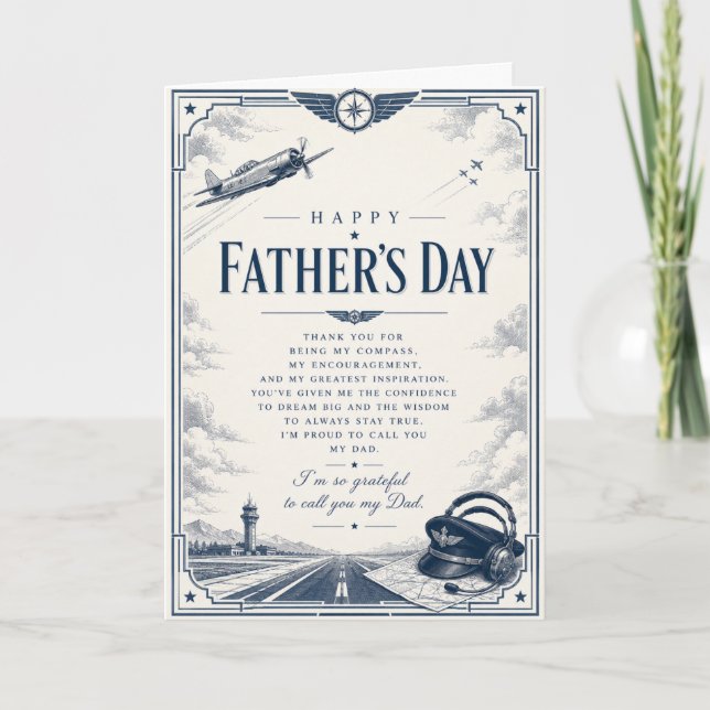 Pilot Father's Day Card for Dad Aviation Theme (Front)