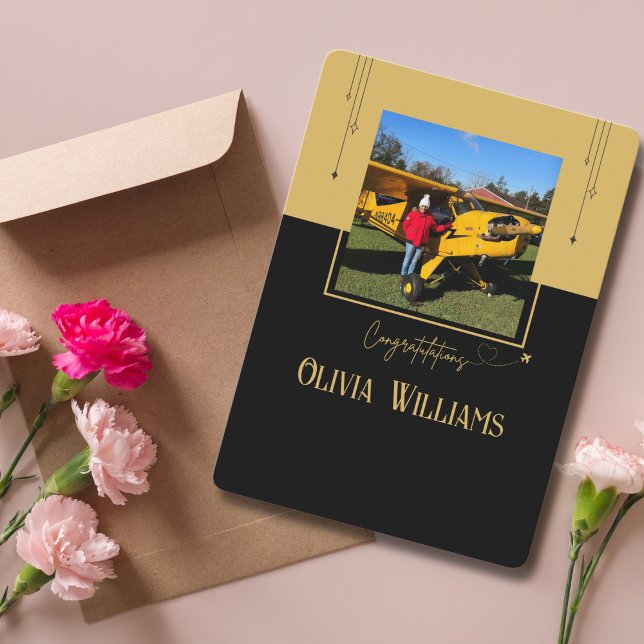 Pilot First Solo Flight Photo,Custom Aviation Card (Creator Uploaded)