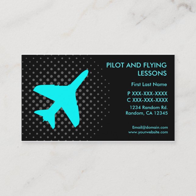 Pilot flying lessons custom business cards (Front)