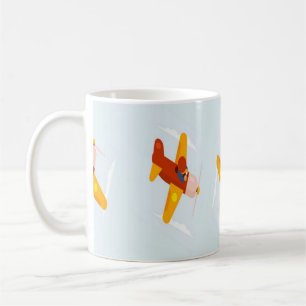 Pilot flying plane in the sky coffee mug