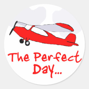 pilot flyling red aeroplane classic round sticker