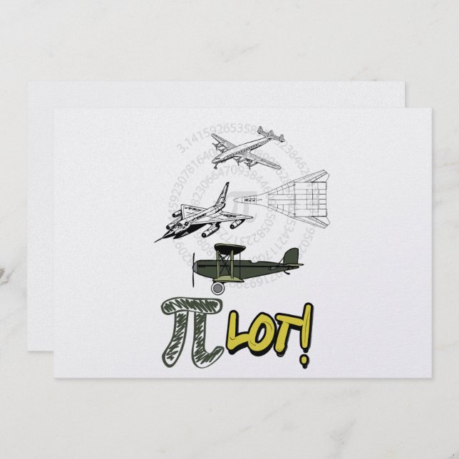 Pilot Funny PI Day Nerdy Word Play Holiday Card (Front/Back)