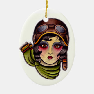 Pilot girl ceramic ornament