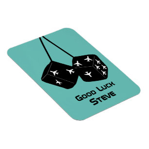 Pilot Good Luck Fuzzy Aeroplane Dice Magnet