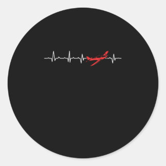 Pilot Heartbeat Aviator Flight Engineers Aeroplane Classic Round Sticker