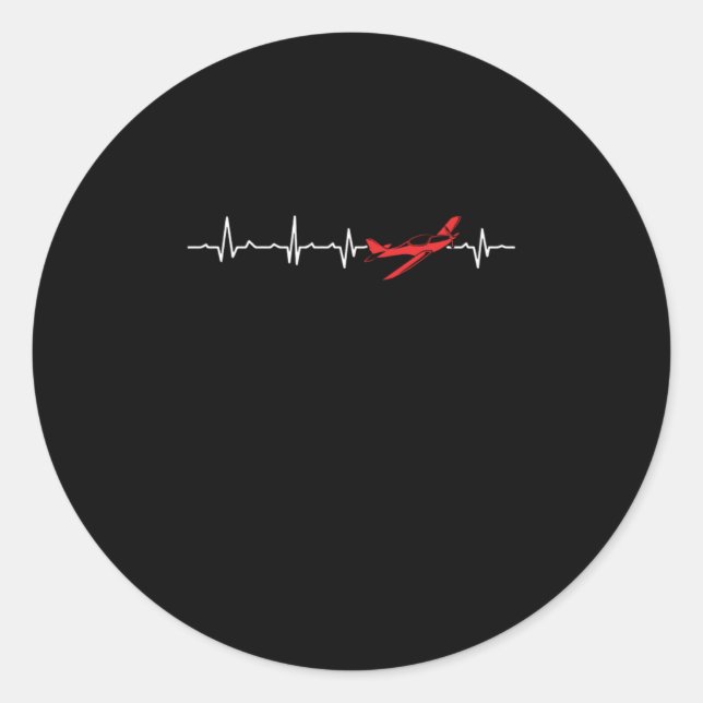 Pilot Heartbeat Aviator Flight Engineers Aeroplane Classic Round Sticker (Front)