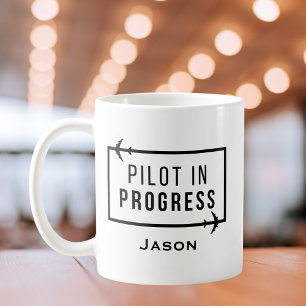 Pilot in Progress & Aeroplane Modern Travel Custom Coffee Mug