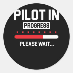 Pilot In Progress Flight School Student Classic Round Sticker