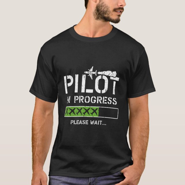 Pilot In Progress Kid Future Pilot Aeroplane Aviat T-Shirt (Front)