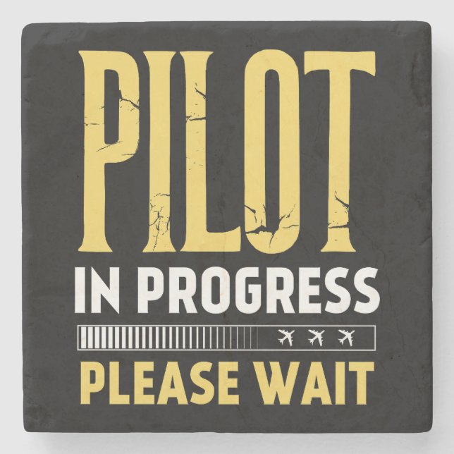 Pilot in Progress – Loading Bar Aviation Design Stone Coaster (Front)