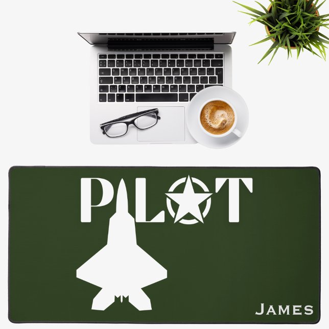 Pilot Jet Fighter Aeroplane Military Green Custom Desk Mat (Creator Uploaded)