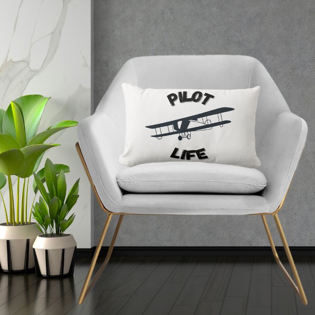 Pilot Life Aeroplane Cool Simple Aviation Aviator  Lumbar Cushion (Creator Uploaded)