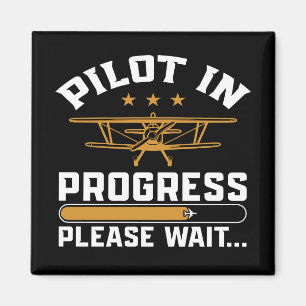 Pilot Loading… Funny Vintage Biplane Aviation Magnet