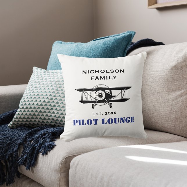 Pilot Lounge & Cool Aeroplane Aviation Personalise Cushion (Creator Uploaded)