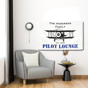 Pilot Lounge Cool Aeroplane Aviation Personalised Banner